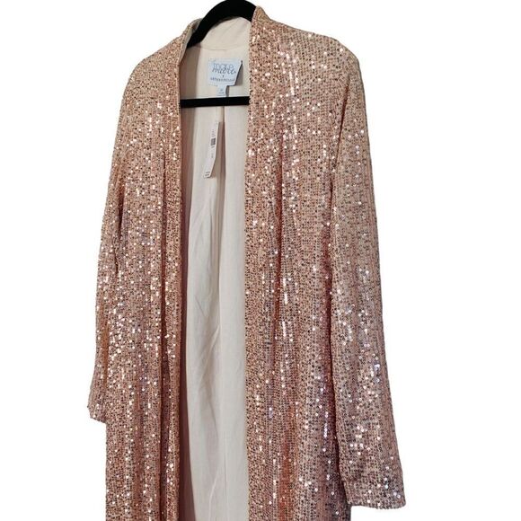 Anthropologie x Mare Mare Rose Gold Sequin Open Duster Sz XS NWT - Picture 7 of 16
